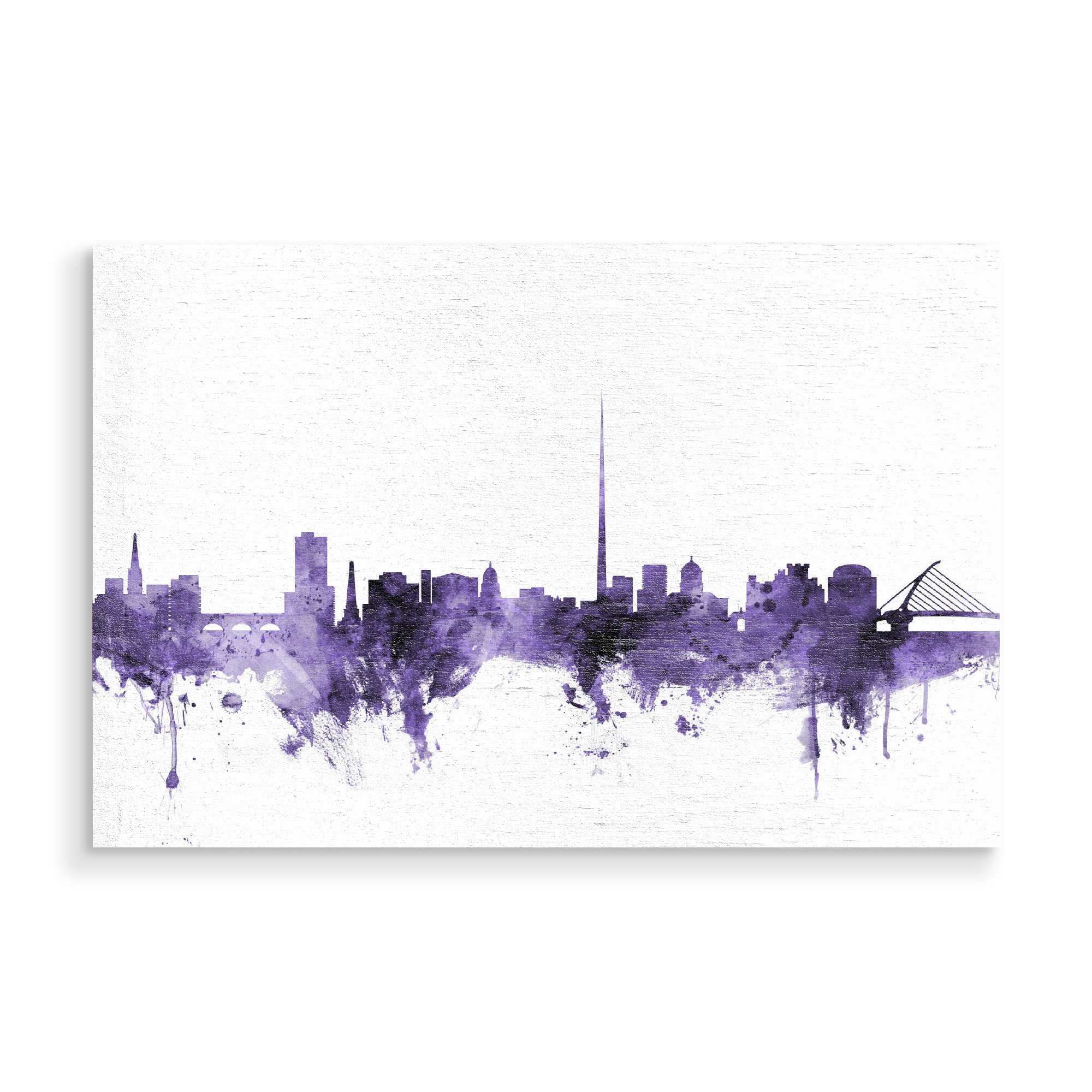 Holzbild "Dublin Ireland Skyline violet" artboxONE - Städte,Reise,Ultraviolet,Städte / Weitere
