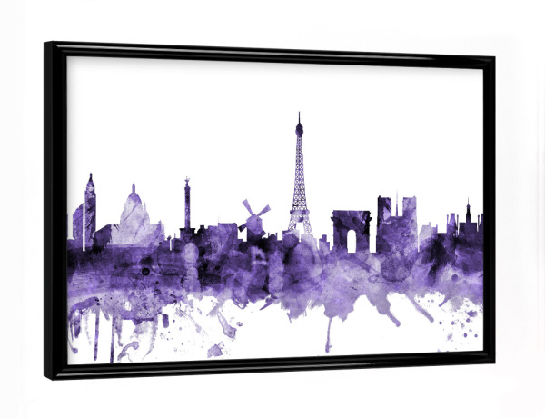 Poster mit schwarzem Rahmen "Paris France Skyline violet" artboxONE - Städte,Reise,Städte / Paris,Ultraviolet