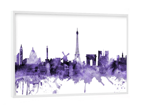 Poster mit weißem Rahmen "Paris France Skyline violet" artboxONE - Städte,Reise,Städte / Paris,Ultraviolet