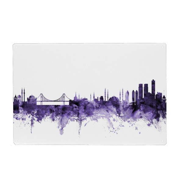 Holzbild "Istanbul Turkey Skyline violet" artboxONE - Städte,Reise,Ultraviolet,Städte / Istanbul
