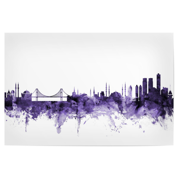 Poster 30x20 cm "Istanbul Turkey Skyline violet" artboxONE - Städte,Reise,Ultraviolet,Städte / Istanbul
