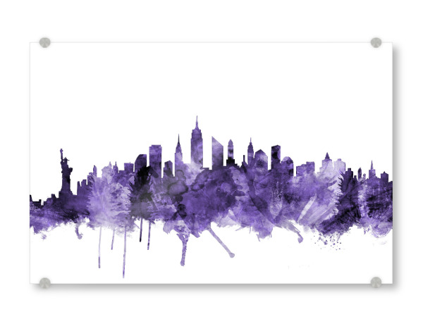 Acrylglasbild "New York City Skyline violet 2" artboxONE - Städte,Städte / New York,Reise,Ultraviolet