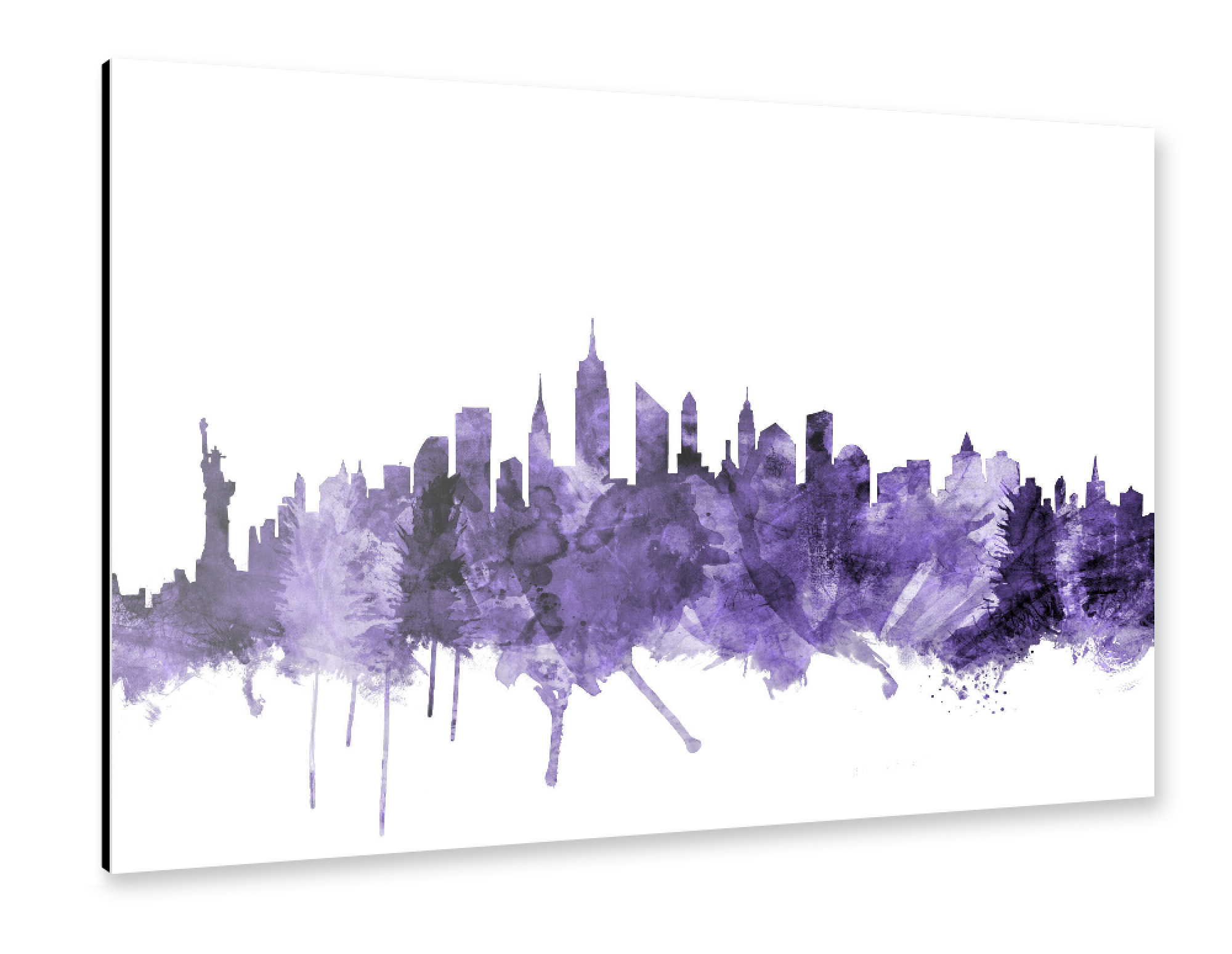 Alu-Dibond "New York City Skyline violet 2" 30x20 cm artboxONE