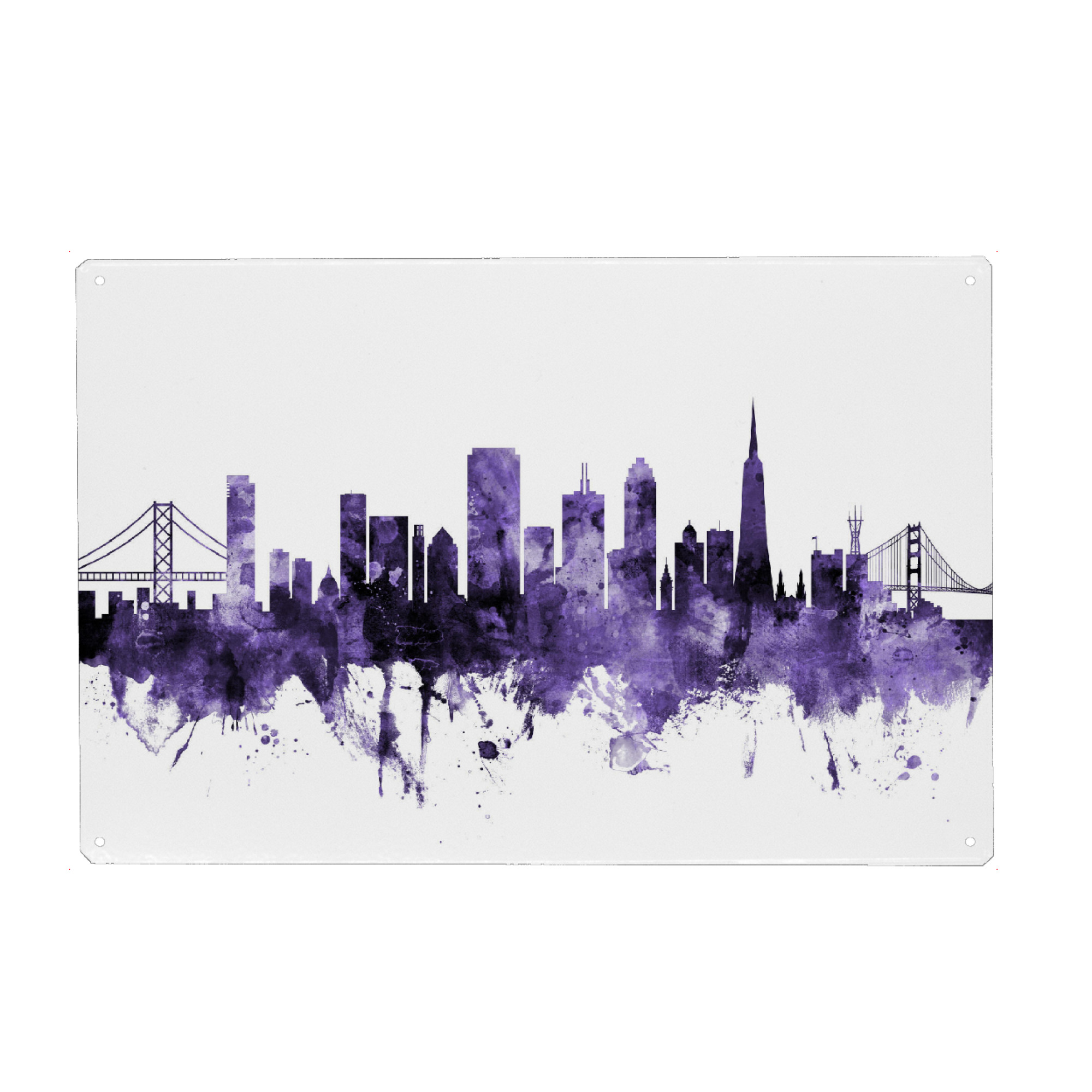 Metall Poster "San Francisco Skyline violet 2" artboxONE - Städte,Reise,Ultraviolet,Städte / San Francisco