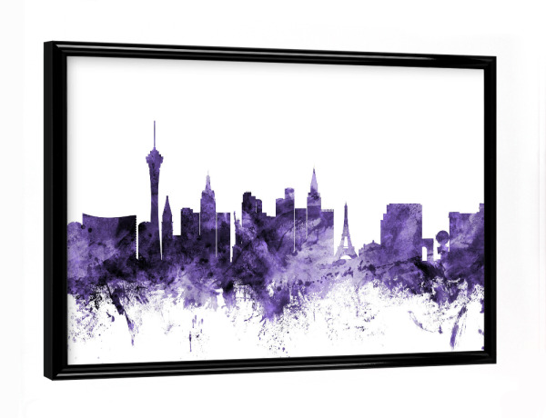 Poster mit schwarzem Rahmen "Las Vegas Nevada Skyline violet" artboxONE - Städte,Reise,Ultraviolet,Städte / Las Vegas
