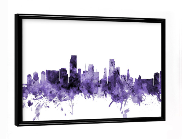 Poster mit schwarzem Rahmen "Miami Florida Skyline violet" artboxONE - Städte,Reise,Ultraviolet,Städte / Weitere