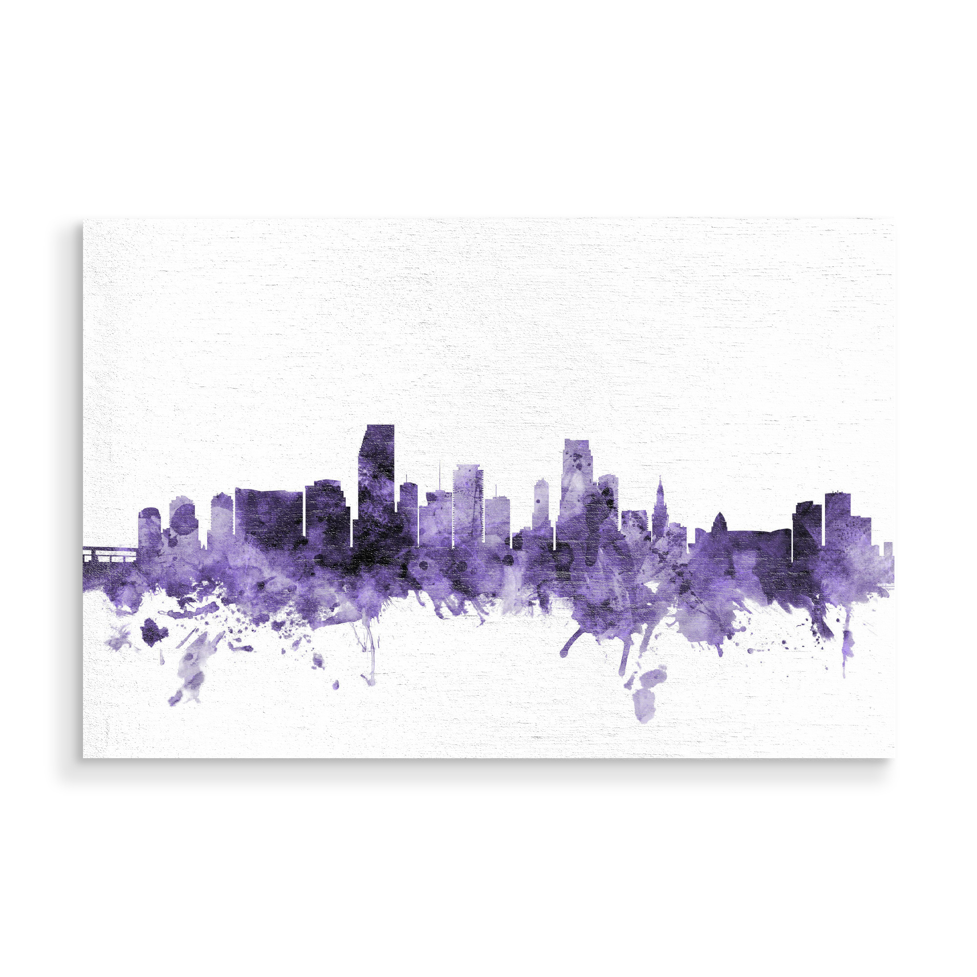 Holzbild "Miami Florida Skyline violet" artboxONE - Städte,Reise,Ultraviolet,Städte / Weitere