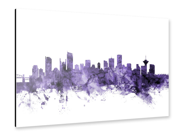 Alu-Dibond "Vancouver Canada Skyline violet" 30x20 cm artboxONE