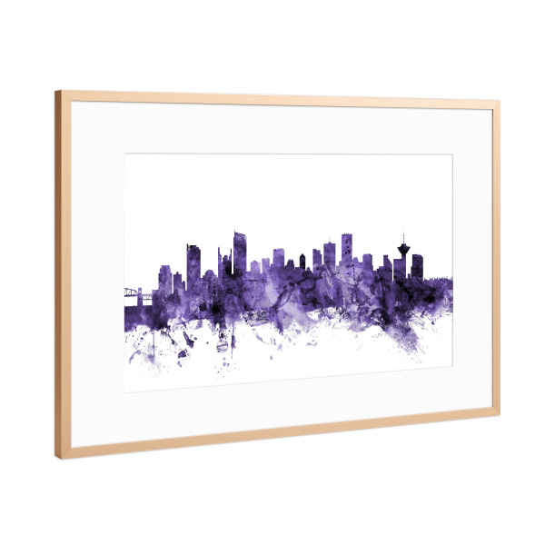 Poster mit Rahmen Kupfer "Vancouver Canada Skyline violet" artboxONE - Städte,Reise,Ultraviolet,Städte / Weitere