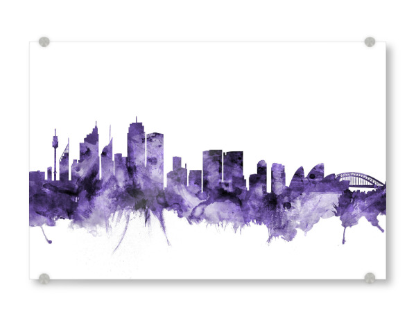 Acrylglasbild "Sydney Australia Skyline violet" artboxONE - Städte,Reise,Ultraviolet,Städte / Sydney