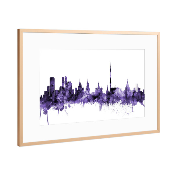 Poster mit Rahmen Kupfer "Moscow Russia Skyline violet" artboxONE - Städte,Reise,Ultraviolet,Städte / Weitere