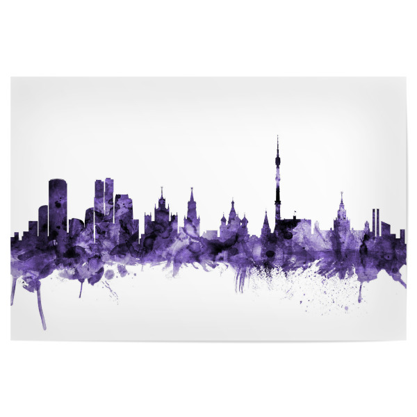 Poster 30x20 cm "Moscow Russia Skyline violet" artboxONE - Städte,Reise,Ultraviolet,Städte / Weitere