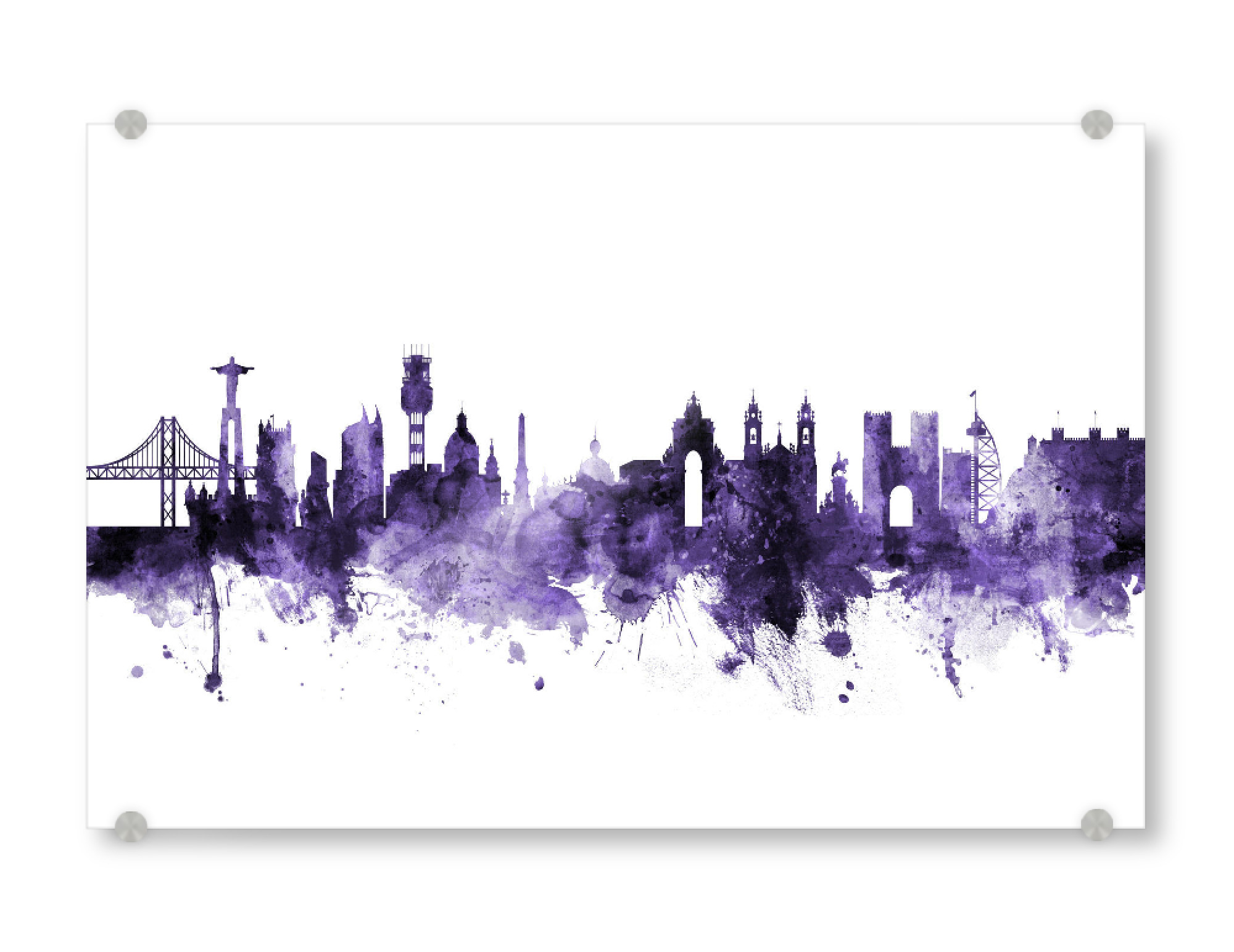 Acrylglasbild "Lisbon Portugal Skyline violet" artboxONE - Städte,Reise,Ultraviolet,Städte / Weitere