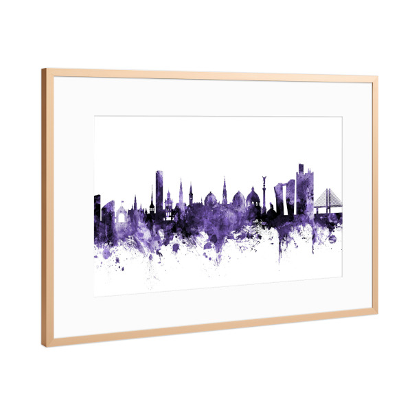 Poster mit Rahmen Kupfer "Copenhagen Denmark Skyline violet" artboxONE - Städte,Reise,Städte / København,Ultraviolet