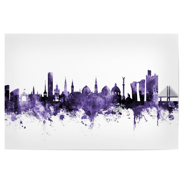 Poster 30x20 cm "Copenhagen Denmark Skyline violet" artboxONE - Städte,Reise,Städte / København,Ultraviolet