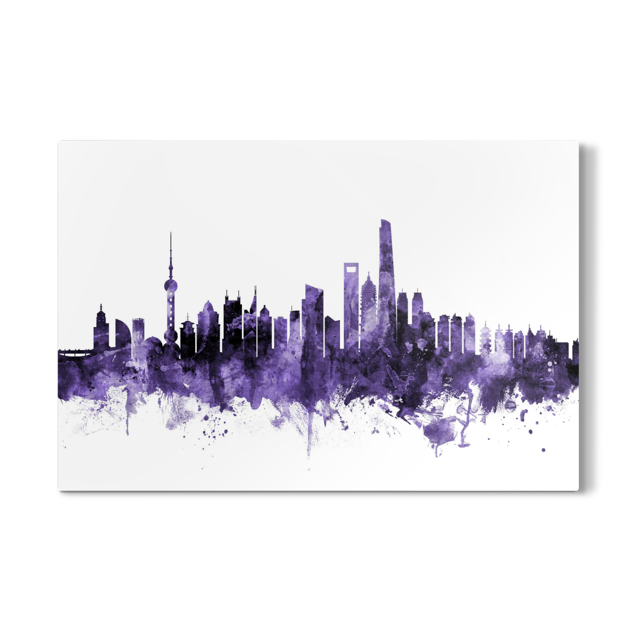Galerie-Print "Shanghai China Skyline violet" 75x50 cm artboxONE