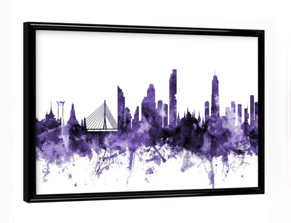Poster mit schwarzem Rahmen "Bangkok Thailand Skyline violet" artboxONE - Städte,Reise,Ultraviolet,Städte / Weitere