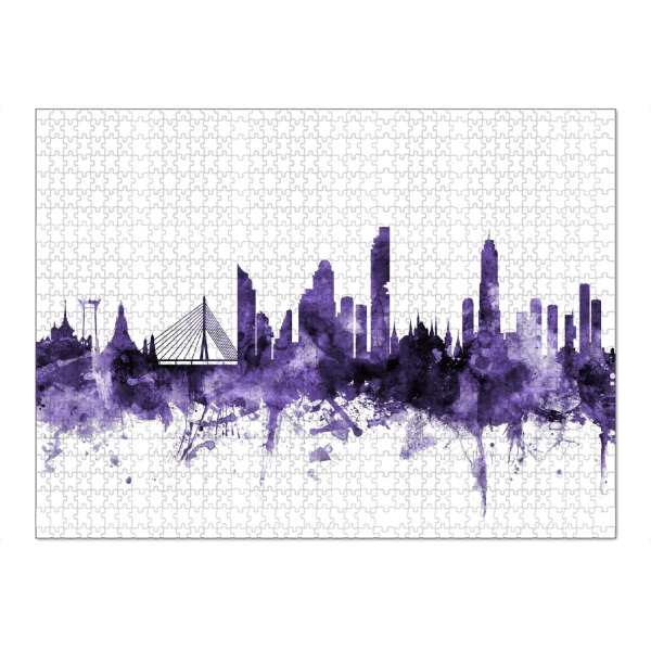 Puzzle Ravensburger "Bangkok Thailand Skyline violet" artboxONE - Städte,Reise,Ultraviolet,Städte / Weitere