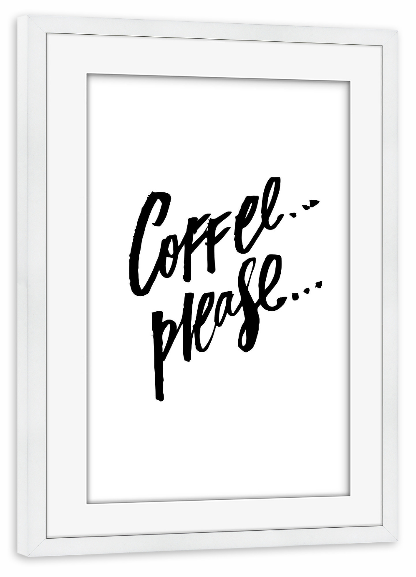 Poster mit Rahmen weiß "Coffee Please 2" artboxONE - Typografie,Essen & Trinken,Schwarzweiß