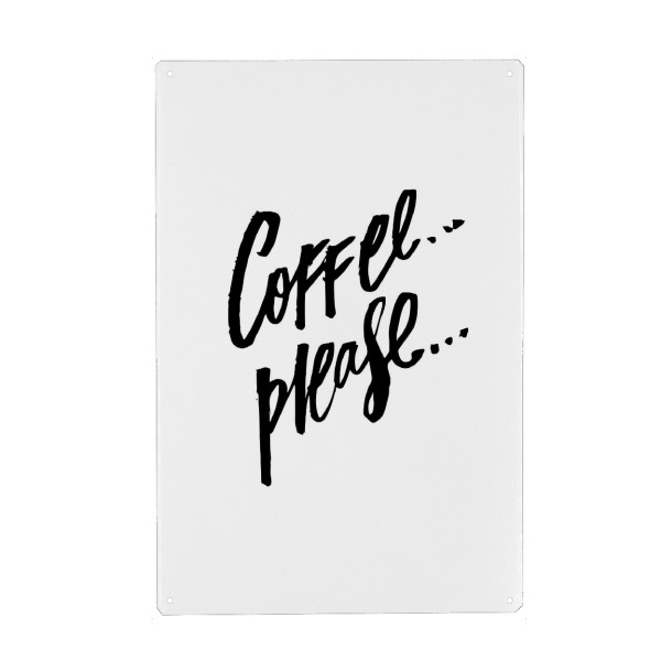 Holzbild "Coffee Please 2" artboxONE - Typografie,Essen & Trinken,Schwarzweiß