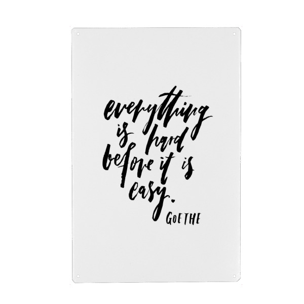 Metall Poster "Hard Before Easy" artboxONE - Typografie,Schwarzweiß,Sport / Motivation