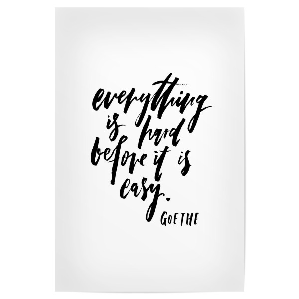 Poster 30x20 cm "Hard Before Easy" artboxONE - Typografie,Schwarzweiß,Sport / Motivation