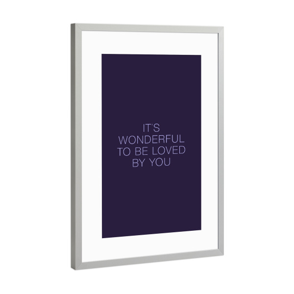 Poster mit Rahmen Silber "Wonderful UV" artboxONE - Typografie,Liebe,Ultraviolet
