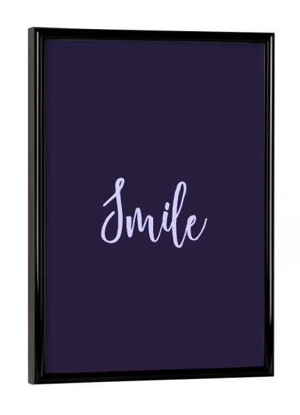 Poster mit schwarzem Rahmen "Smile 2" artboxONE - Typografie,Ultraviolet