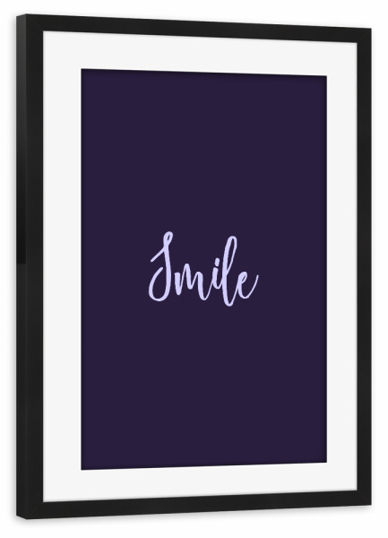 Poster mit Rahmen schwarz "Smile 2" artboxONE - Typografie,Ultraviolet