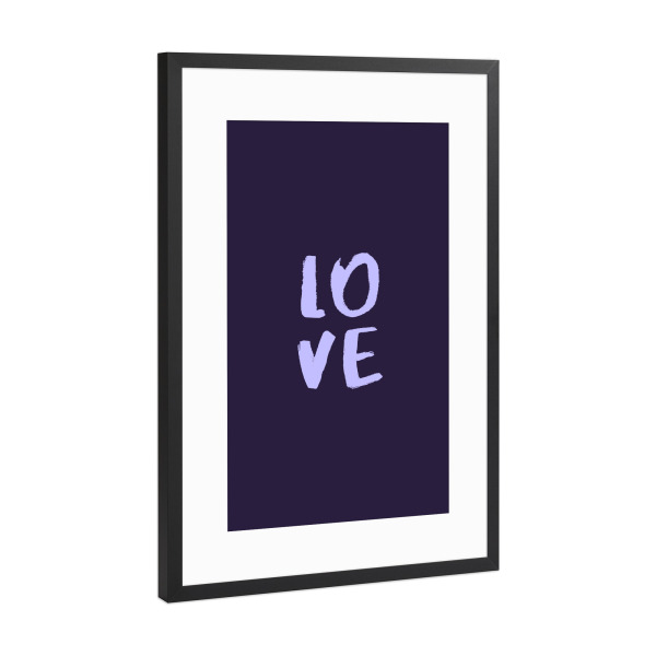 Poster mit Rahmen Schwarz (Metallic) "L O V E" artboxONE - Typografie,Liebe,Ultraviolet