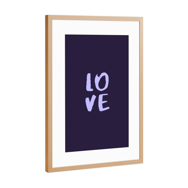 Poster mit Rahmen Kupfer "L O V E" artboxONE - Typografie,Liebe,Ultraviolet