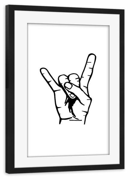 Poster mit Rahmen schwarz "Rockhand" artboxONE - Schwarzweiß,Musik,Festivals