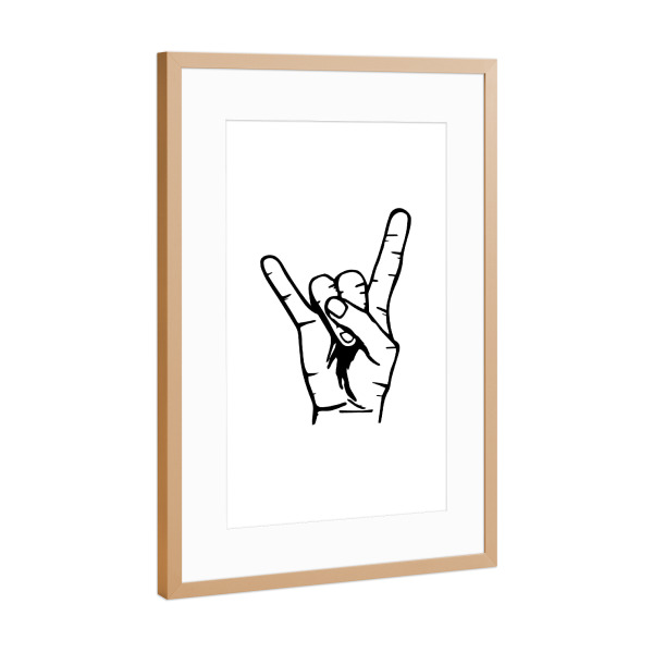 Poster mit Rahmen Kupfer "Rockhand" artboxONE - Schwarzweiß,Musik,Festivals