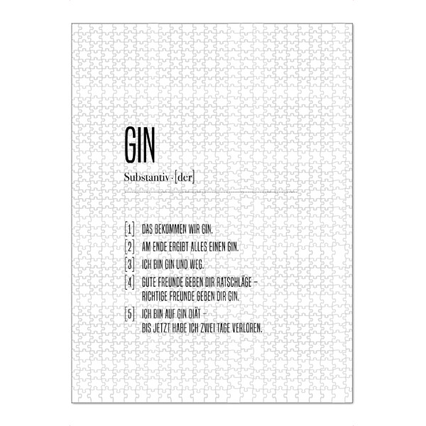 Puzzle Ravensburger "Definition Gin" artboxONE - Typografie,Essen & Trinken,Schwarzweiß,Essen & Trinken / Alkohol