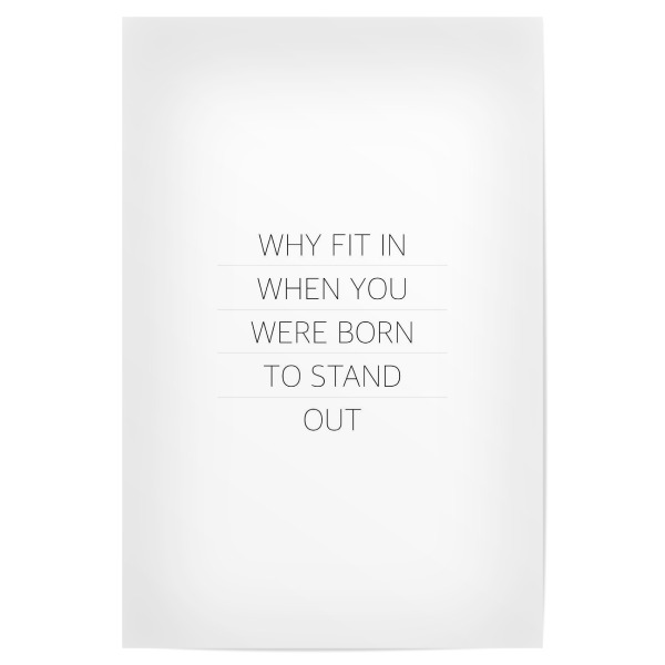 Poster 30x20 cm "Stand Out" artboxONE - Typografie,Schwarzweiß,Sport / Motivation