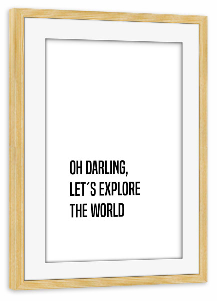 Poster mit Rahmen kiefer "Let's Explore 2" artboxONE - Typografie,Reise,Schwarzweiß