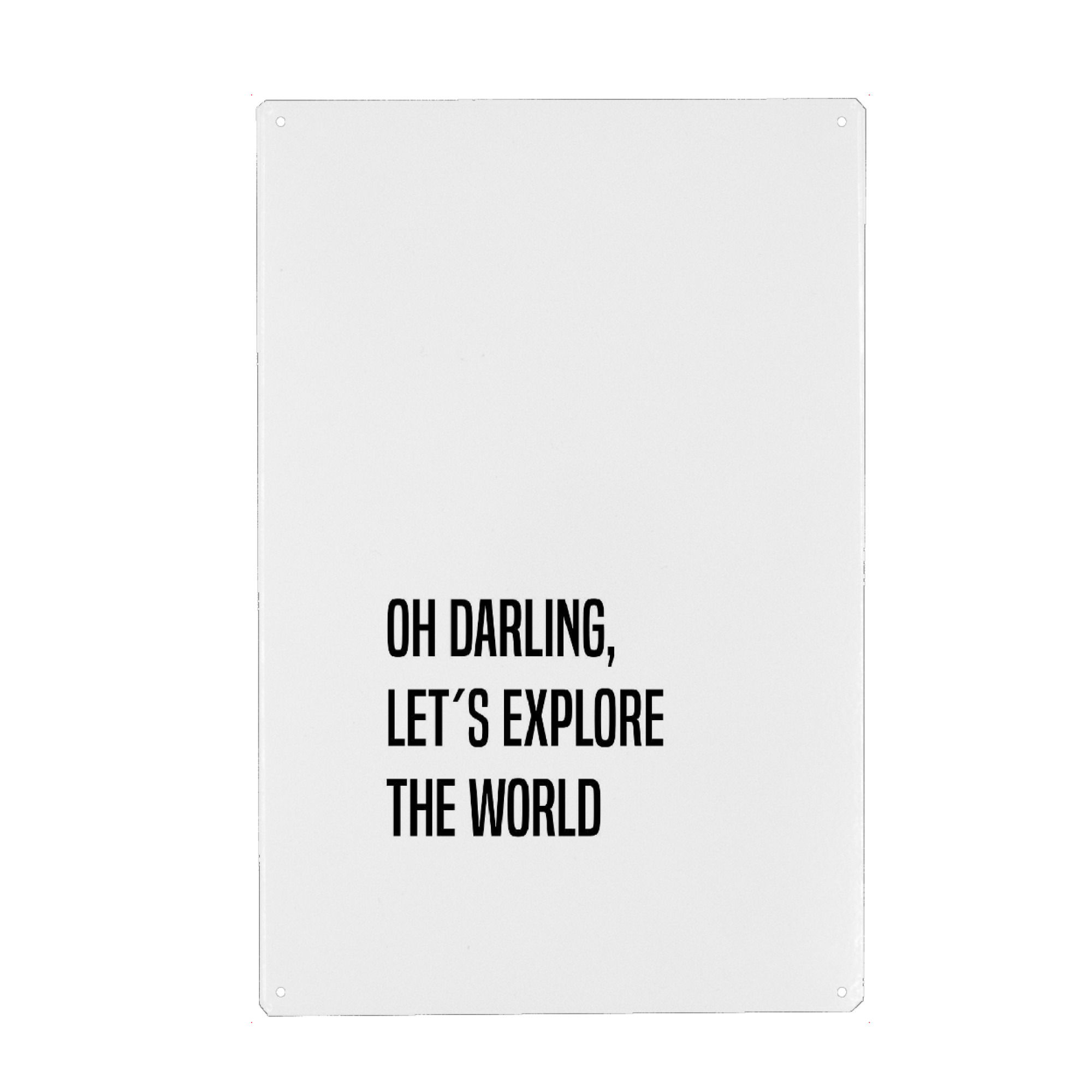 Metall Poster "Let's Explore 2" artboxONE - Typografie,Reise,Schwarzweiß