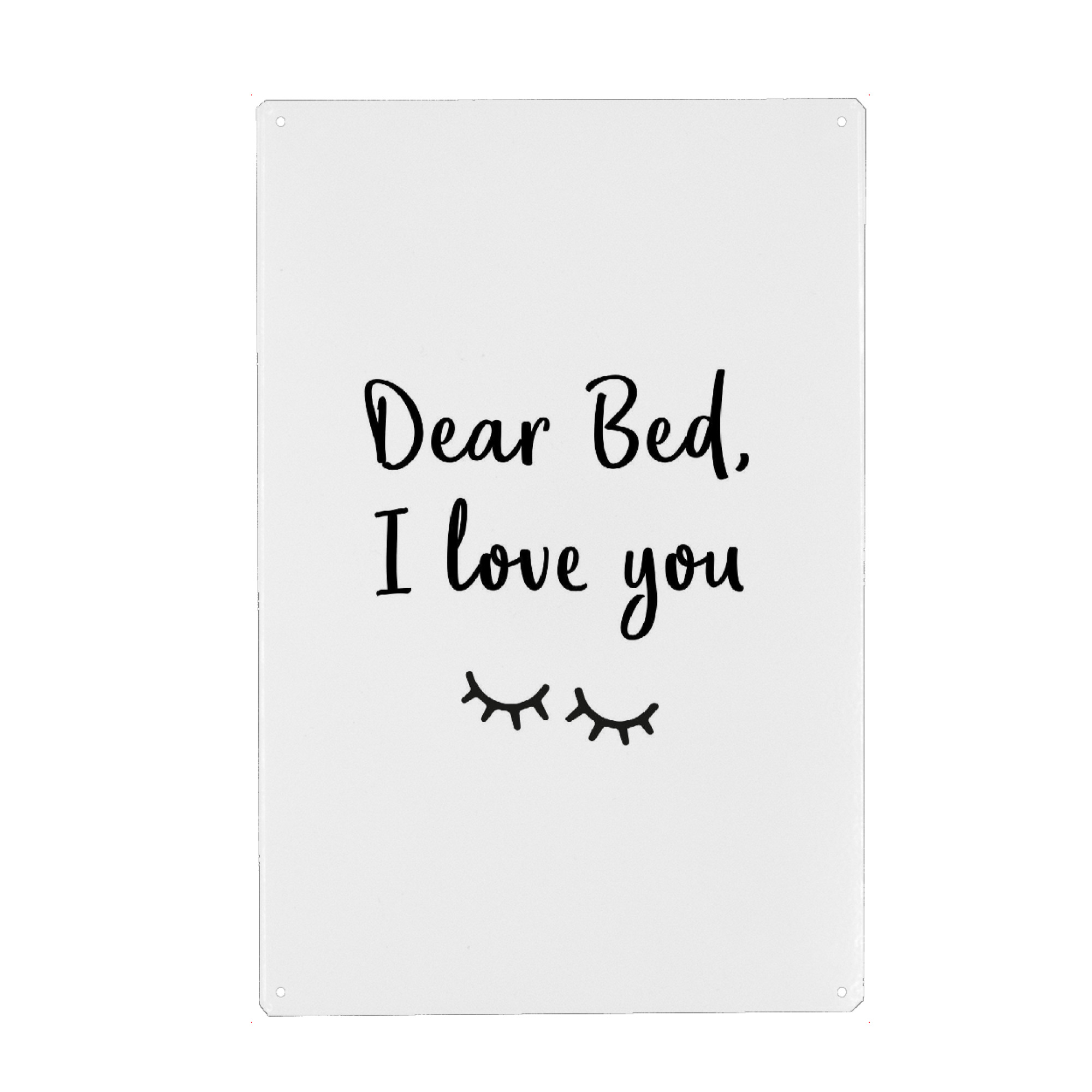 Metall Poster "Dear Bed Typo" artboxONE - Typografie,Schwarzweiß