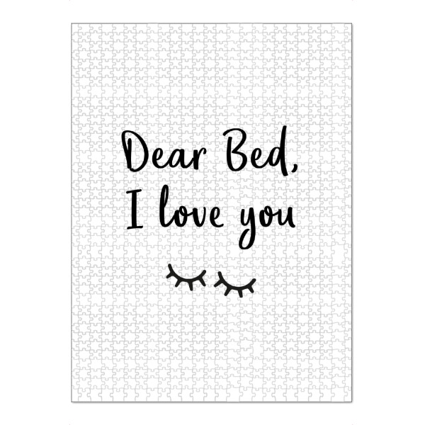 Puzzle Ravensburger "Dear Bed Typo" artboxONE - Typografie,Schwarzweiß
