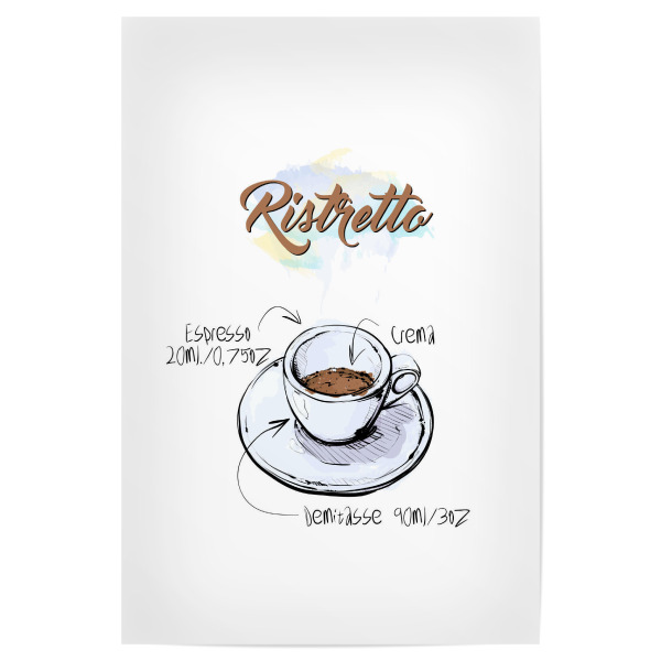 Poster "Ristretto coffee" artboxONE - Essen & Trinken - Rezept,Drink,Trinken,Coffee,Bar,Zucker,Tasse,Cafe,Kaffee