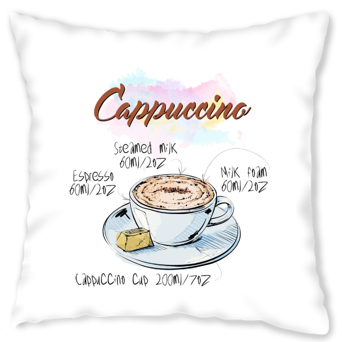Design-Kissen "Cappuccino coffee" artboxONE - Essen & Trinken - Rezept,Drink,Trinken,Coffee,Bar,Zucker,Tasse,Cafe,Kaffee