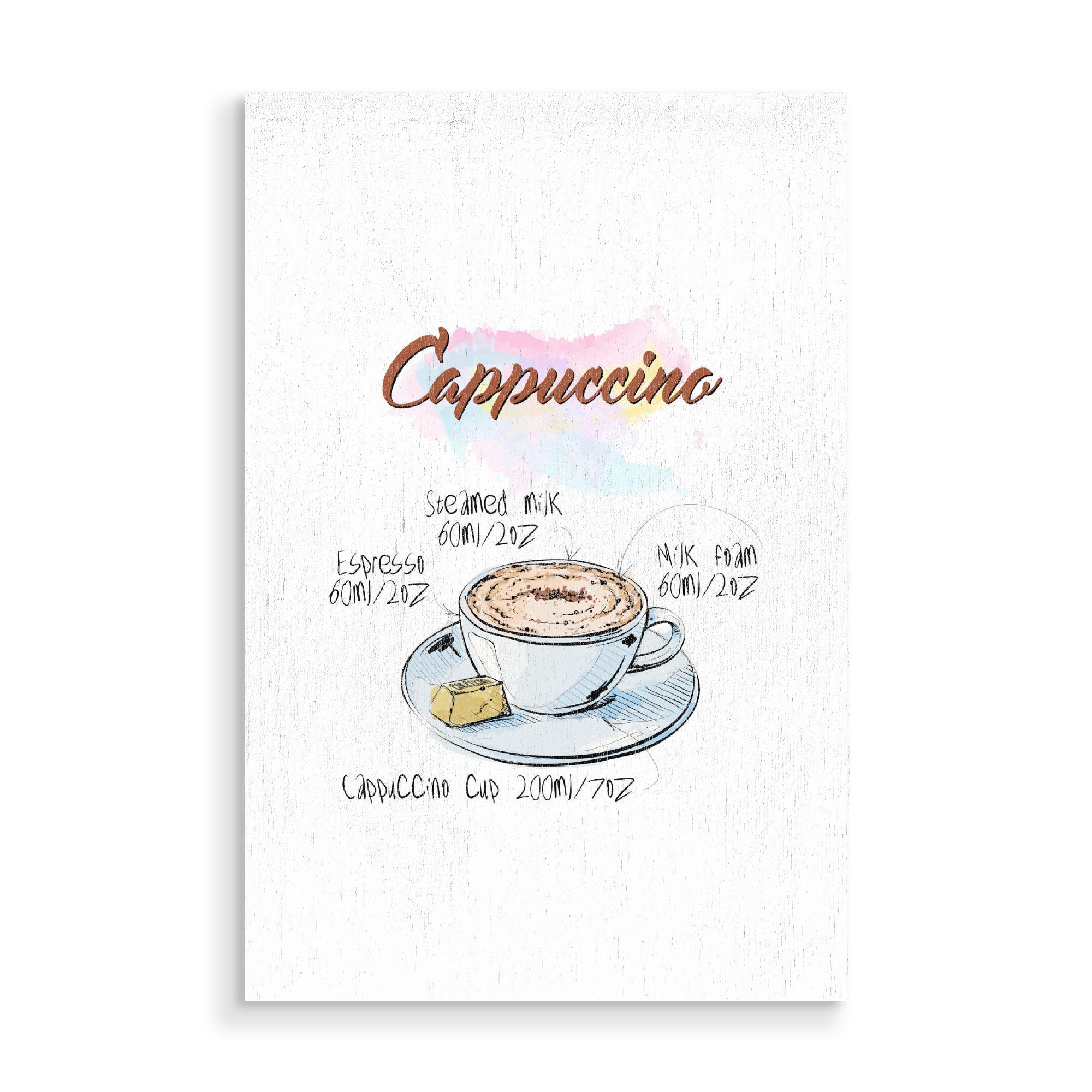 Holzbild "Cappuccino coffee" artboxONE - Essen & Trinken - Rezept,Drink,Trinken,Coffee,Bar,Zucker,Tasse,Cafe,Kaffee