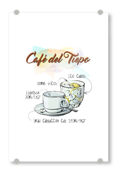 Acrylglasbild "Café del Tiepo" artboxONE - Essen & Trinken - Rezept,Drink,Trinken,Coffee,Bar,Zucker,Tasse,Cafe,Zitrone,Kaffee