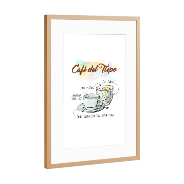 Poster mit Rahmen Kupfer "Café del Tiepo" artboxONE - Essen & Trinken - Rezept,Drink,Trinken,Coffee,Bar,Zucker,Tasse,Cafe,Zitrone,Kaffee