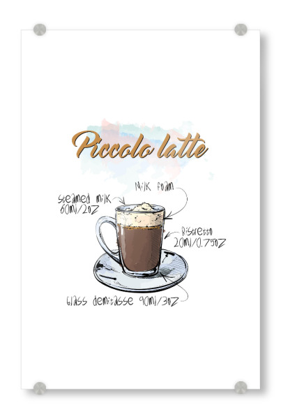 Acrylglasbild "Piccolo Latte" artboxONE - Essen & Trinken - Rezept,Drink,Trinken,Coffee,Bar,Zucker,Tasse,Cafe,Kaffee