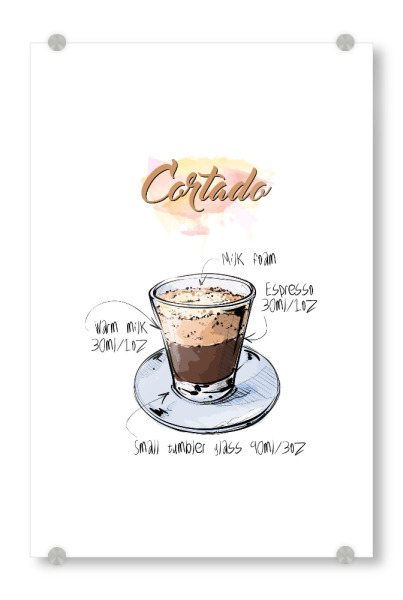 Acrylglasbild "Cortado coffee" artboxONE - Essen & Trinken - Rezept,Drink,Trinken,Coffee,Bar,Zucker,Tasse,Cafe,Kaffee