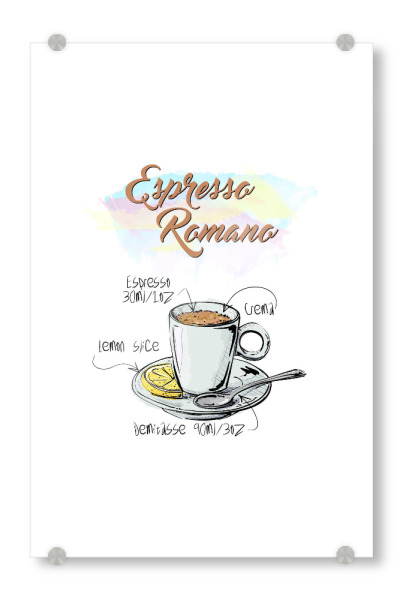 Acrylglasbild "Espresso Romano" artboxONE - Essen & Trinken - Rezept,Drink,Trinken,Coffee,Bar,Zucker,Tasse,Cafe,Zitrone,Kaffee