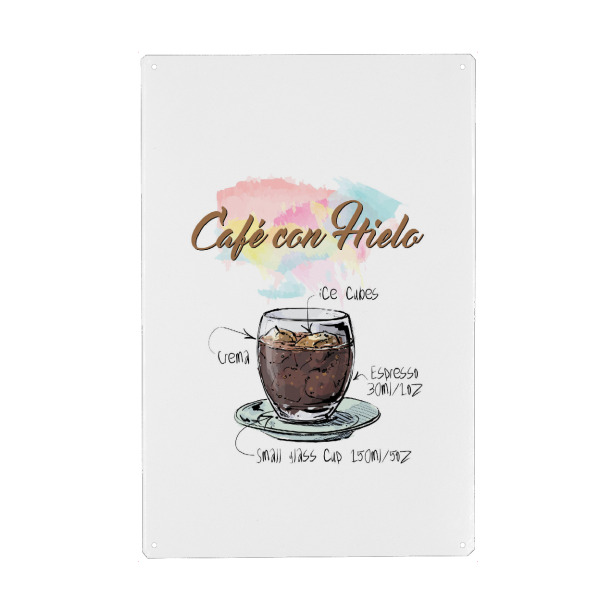 Metall Poster "Café Con Hielo" artboxONE - Essen & Trinken - Rezept,Drink,Trinken,Coffee,Bar,Zucker,Tasse,Cafe,Ice kugel,Kaffee - Blechschild