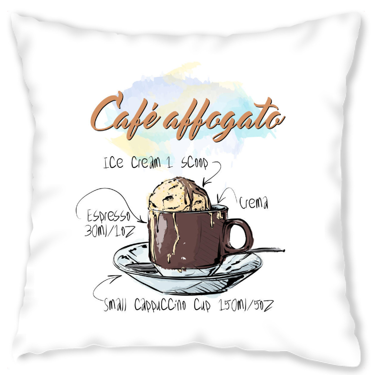 Design-Kissen "Cafß Affogato" artboxONE - Essen & Trinken - Rezept,Drink,Trinken,Coffee,Bar,Zucker,Tasse,Cafe,Ice,Kaffee