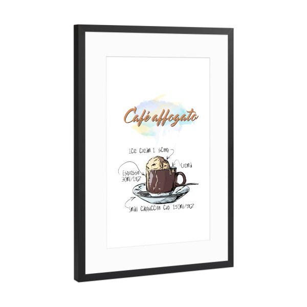 Poster mit Rahmen Schwarz (Metallic) "Café Affogato" artboxONE - Essen & Trinken - Rezept,Drink,Trinken,Coffee,Bar,Zucker,Tasse,Cafe,Ice,Kaffee